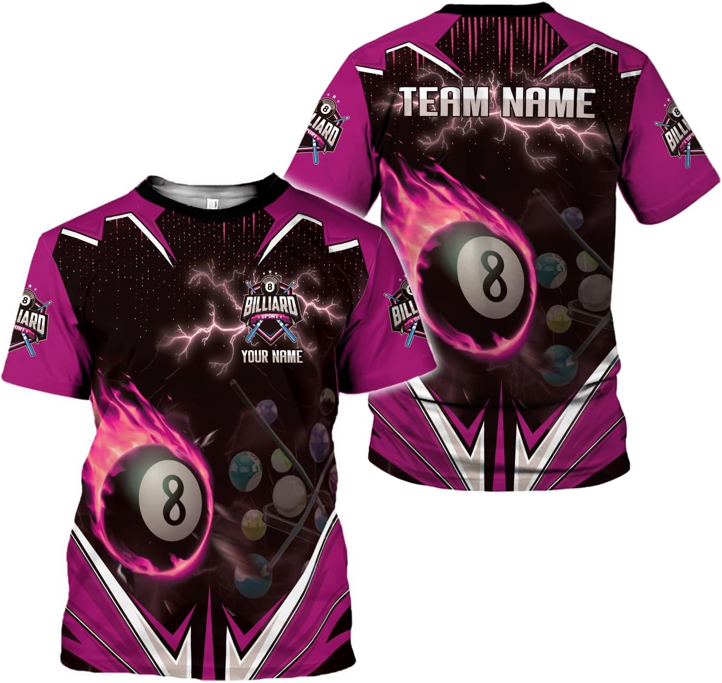 AOVL Personalized Billiard Shirts 3D Billiard Shirt Custom Billiard Flag Shirt Men's Pool Billiards Shirt 8 Ball Men Women