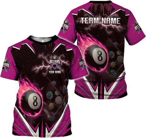 AOVL Personalized Billiard Shirts 3D Billiard Shirt Custom Billiard Flag Shirt Men's Pool Billiards Shirt 8 Ball Men Women