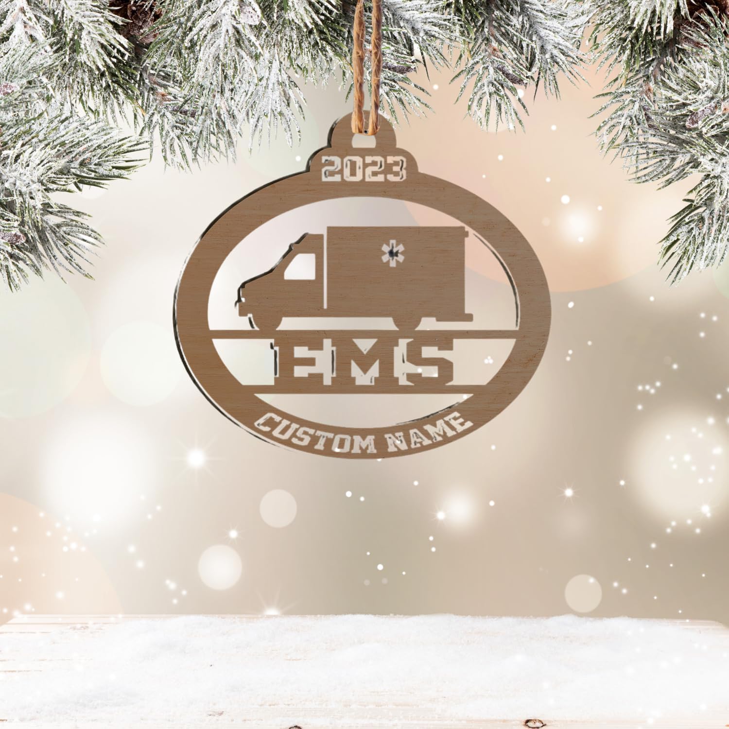 MAPrints Personalized EMS EMT Paramedic Cutout Wood Christmas Ornament 2024, Custom EMS, EMT Uniforms Ornament, Medical Christmas Ornaments, EMS Star of Life EMT Paramedic Ornaments (EMS 4)