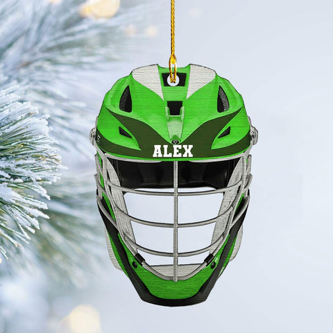 HomeDesign Personalized Lacrosse Ornament, Lacrosse Amor Shape Flat Ornament, Lacrosse Helmet Ornaments, Gifts for Lacrosse Lovers, Lacrosse Players, Lacrosse Christmas Ornament (LA 1)