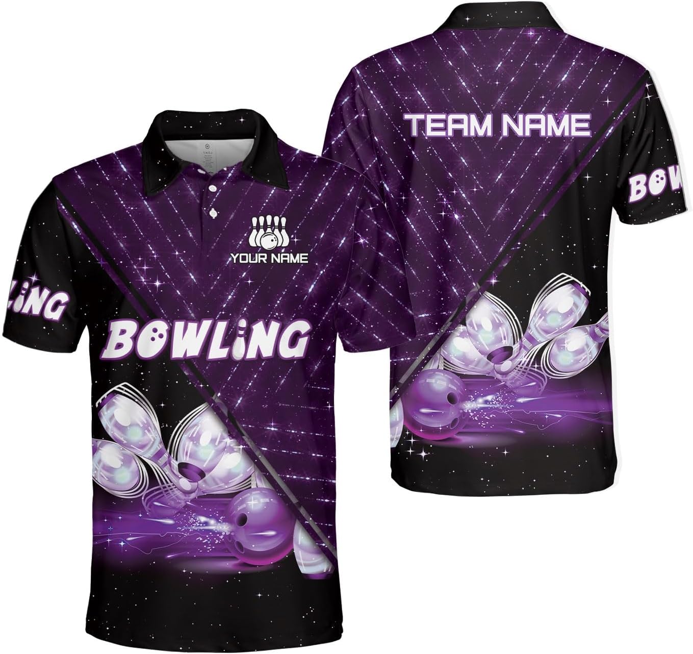 Custom 3D Bowling Polo Shirts for Men and Women Personalized Team Name Gift Unisex Customized Bowling Short Sleeve Polo Shirt