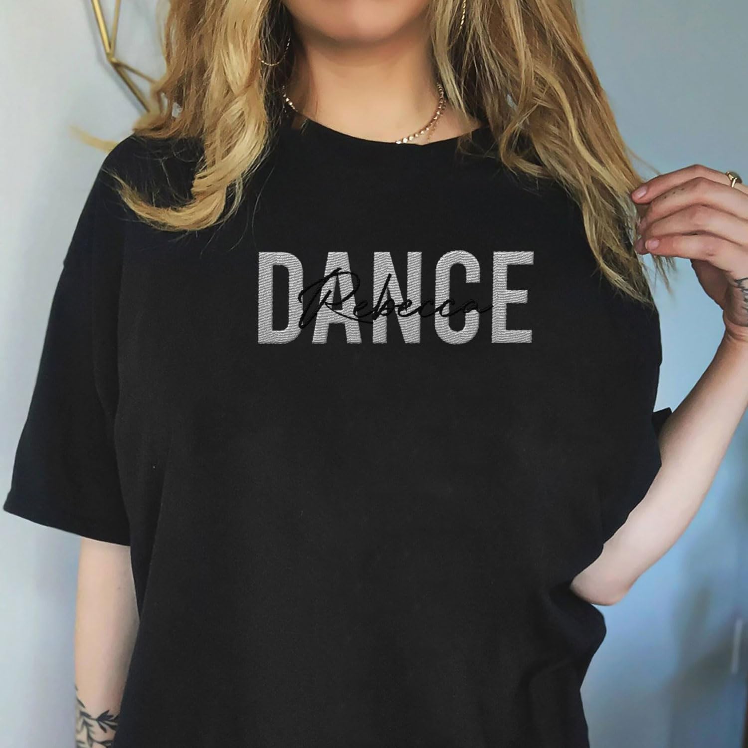 Custom Dance Embroidered Sweatshirt Women Long Sleeve Dancer Gift Shirts Crew Neck Casual Graphic Dance Mom Pullover Top