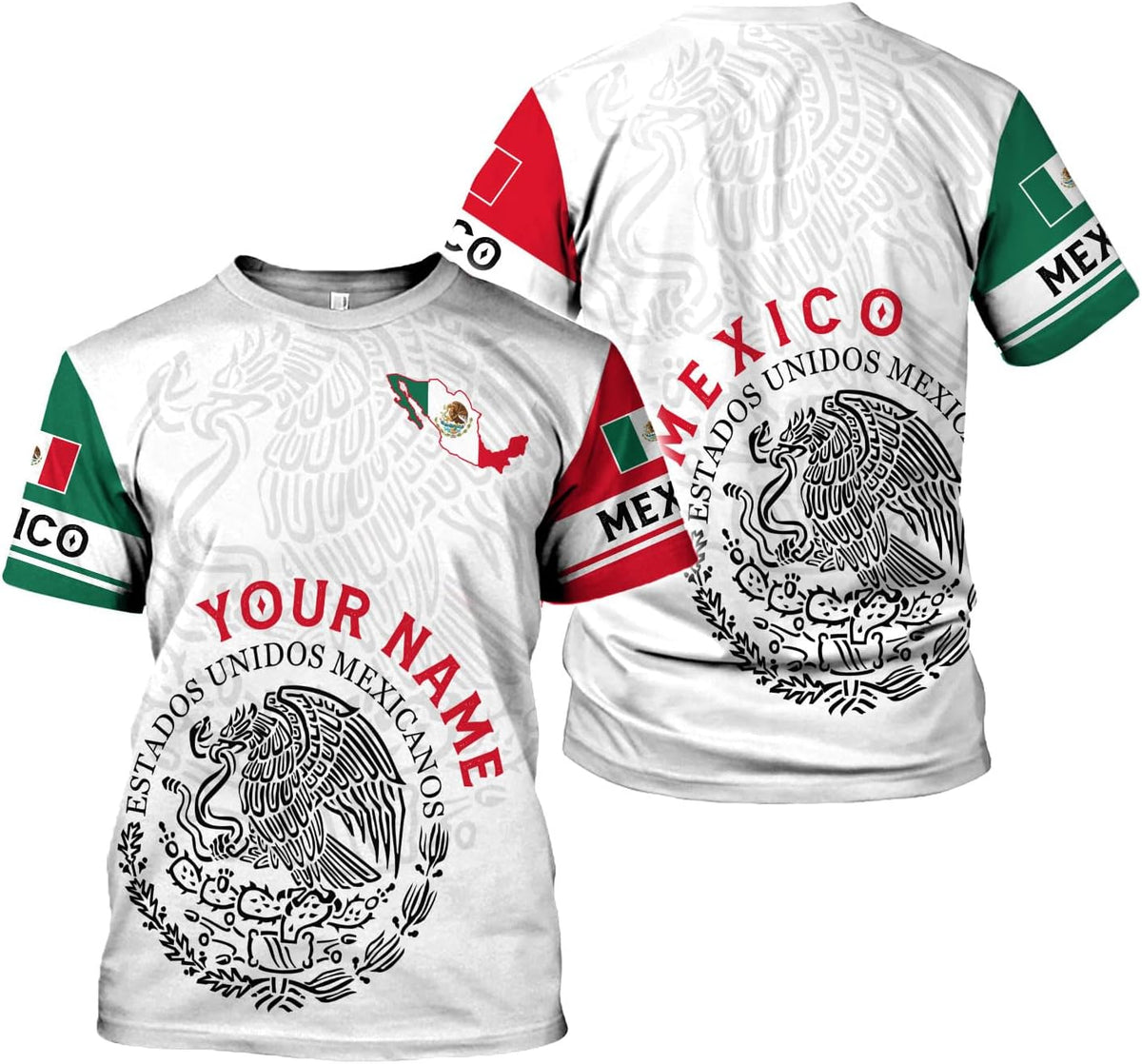 Royal Fight Personalized Mexico Shirts, Mexican Shirts for Men, Customized Mexico T-Shirt for Men, Mexico Eagle Flag Shirt