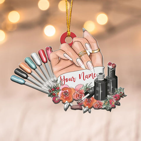 AOVL Personalized Nail Ornament,Nail Technician Ornament, Nail Technician Ornaments, Makeup Ornaments Makeup Christmas Ornament, Nail tech Gifts, Nail Technician Gifts (Nail 8)