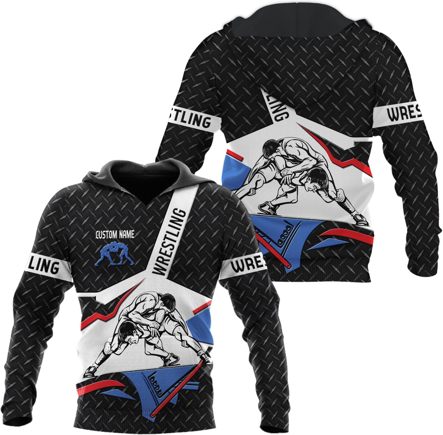 MAPrints Personalized Name Wrestling Shirt 3D All Over Print, Wrestle T-Shirt, Funny Free Hug Wrestling T-Shirt for Men S-5XL