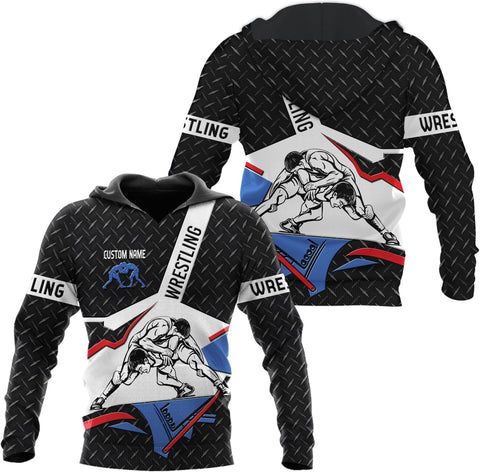 MAPrints Personalized Name Wrestling Shirt 3D All Over Print, Wrestle T-Shirt, Funny Free Hug Wrestling T-Shirt for Men S-5XL