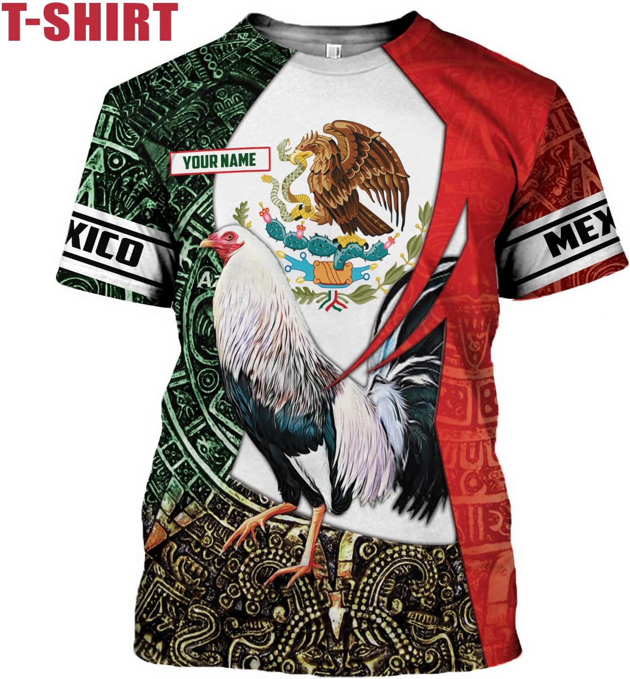 Personalized Name Rooster Mexican Hoodie 3D, Customized Mexican Hoodies for Men, Unisex Mexico Hoodie 3D, Mexico Hoodies for Men, Mexico Flag Gift, T Shirt, Zip Up Hoodie, Sweatshirt HD10