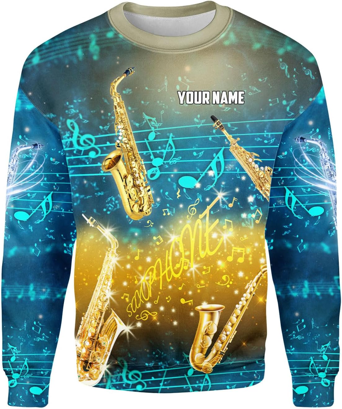 Mostprints Personalized Name Saxaphone Shirt 3D, Saxophone Shirt Gift, Saxophone Gifts Shirt for Men and Women S-5XL