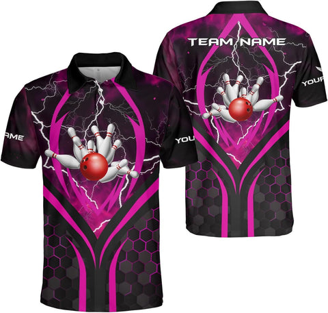 Ligthuy Personalized Name Bowling Polo Shirts 3D for Men and Women, Bowling Shirt, Bowling Team