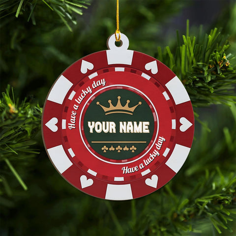 MAPrints Personalized Poker Christmas Ornament 2024, Poker Player Ornament, Sport Keepsake Present, Playing Cards Deck Wood Game Ornaments, Poker Aces Cards Chips Gambling Ornament (PK 5)