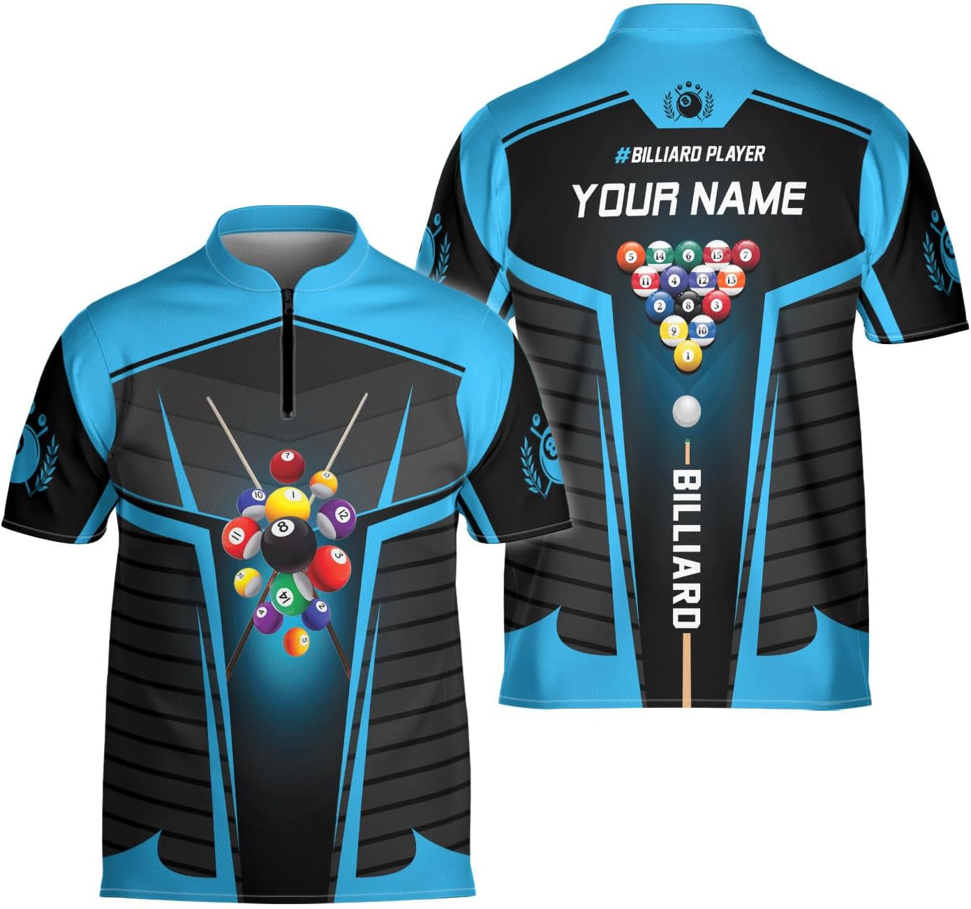 Artparel Personalized Billiard Jersey 3D Billiard Shirts for Men Billiard Bowling Jersey Billiards 9 Ball Pool Shirts for Men