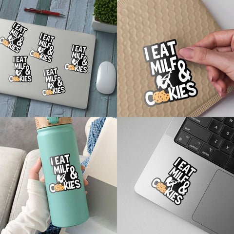 3Pcs I Eat Mi*f And Cookies Sticker, Adult Humor Bumper Stickers, Dirty Stickers For Adults, Funny Quote Wife Family Cute Dad Mom, Joke Humor Decal-Stickers For Laptop Water Bottle Phone Car Helmet 3"