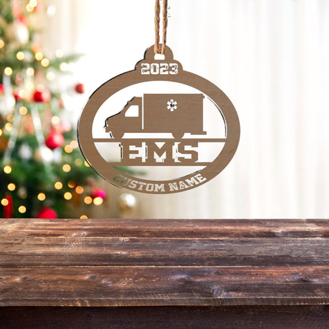 MAPrints Personalized EMS EMT Paramedic Cutout Wood Christmas Ornament 2024, Custom EMS, EMT Uniforms Ornament, Medical Christmas Ornaments, EMS Star of Life EMT Paramedic Ornaments (EMS 4)