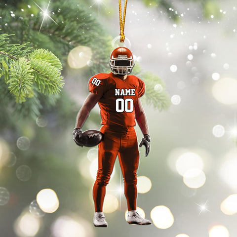 Artparel Personalized Football Ornament Customized Football Christmas Ornaments Football Ornament Christmas Hanging Décor Gift for Football Fans Football Gifts Gift for Football (FBH 6)