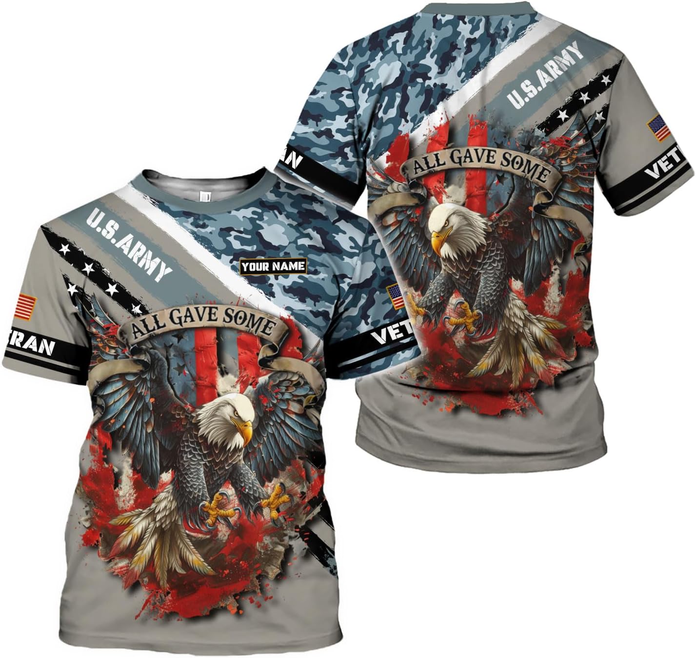 LigtHuy Personalized Name Veteran Shirt 3D, Us Army Shirt, Veteran Shirts, Veteran Shirts for Men, Veteran T Shirts for Men