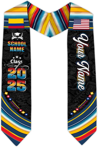 Pretyprints Colombians Graduation Sash, Custom Colombians American Flag Graduation Sash 2025, Colombia Graduation Stole