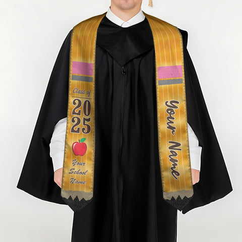 Pretyprints Personalized Class Of 2025 Teacher Graduation Stole Custom Teacher Pencil Graduation Sash Gift College Graduation