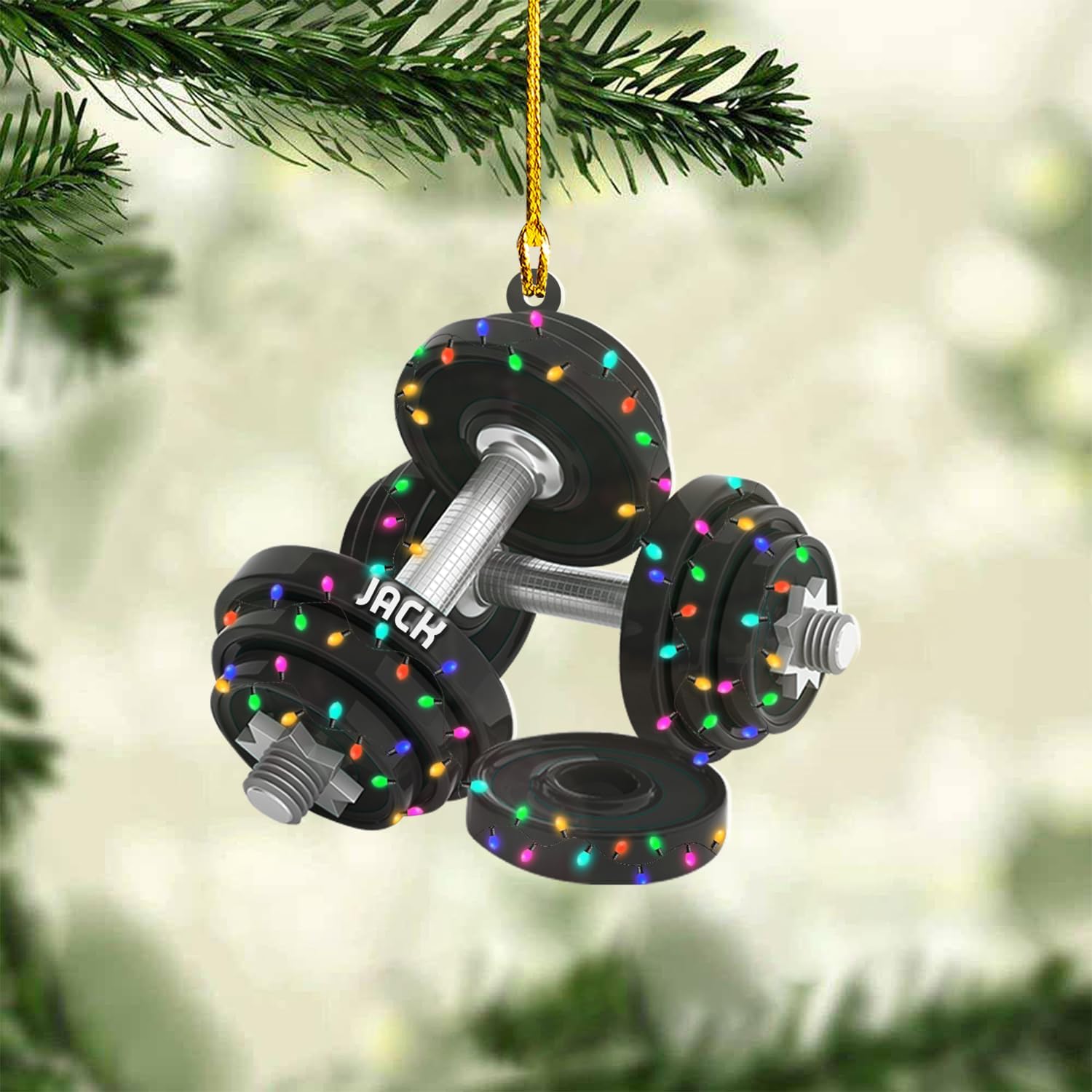 AOVL Personalized Weight Plate Ornament Weight Ornament Fitness Gift for Gym Ornament Merry Liftmas Christmas Hanging Ornaments Weight Plates Ceramic Ornament (DF1)