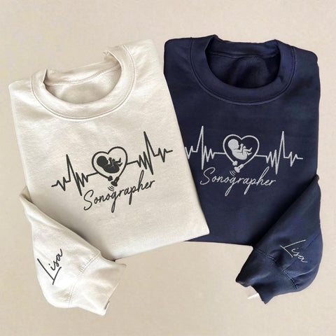Custom Sonographer Embroidered Sweatshirt Ultrasound Tech Gifts For Women Sonography Technician Graduation Gift Sonographers