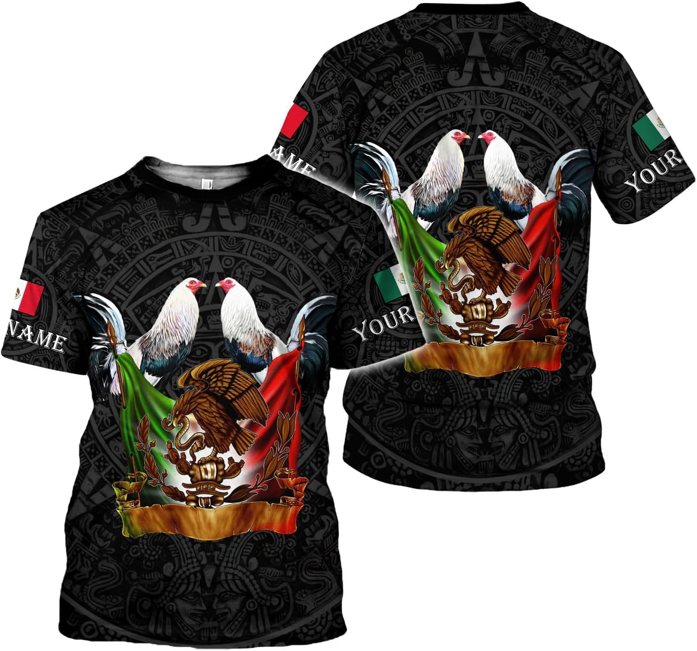 AOVL Personalized Rooster shirts 3D Rooster Mexican Shirts for Men Rooster Mexico Shirt Rooster Shirt for Men Women S-5XL