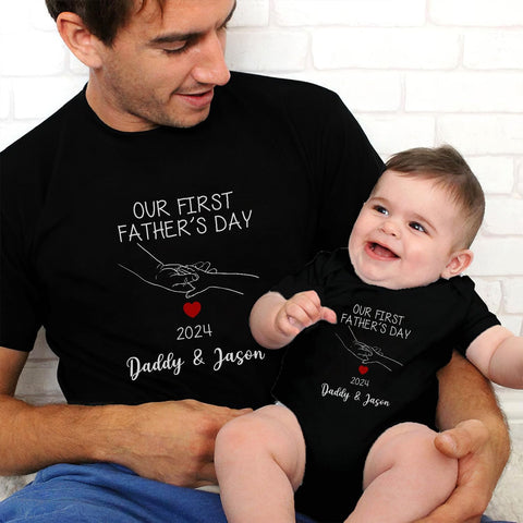 Mostprints Personalized Our First Father's Day Matching Shirts Dad and Son Matching Outfits Father and Daughter Matching Shirt3