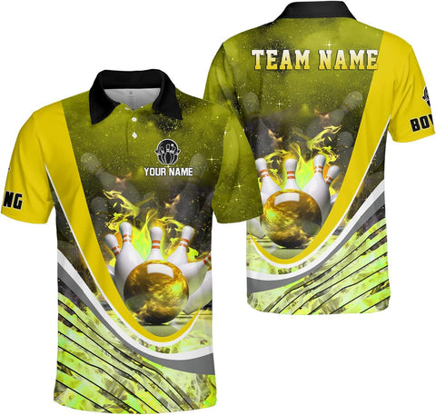 Ligthuy Personalized Name Bowling Polo Shirts 3D for Men and Women, Bowling Shirt, Bowling Shirts for Men Team Bowling Shirt