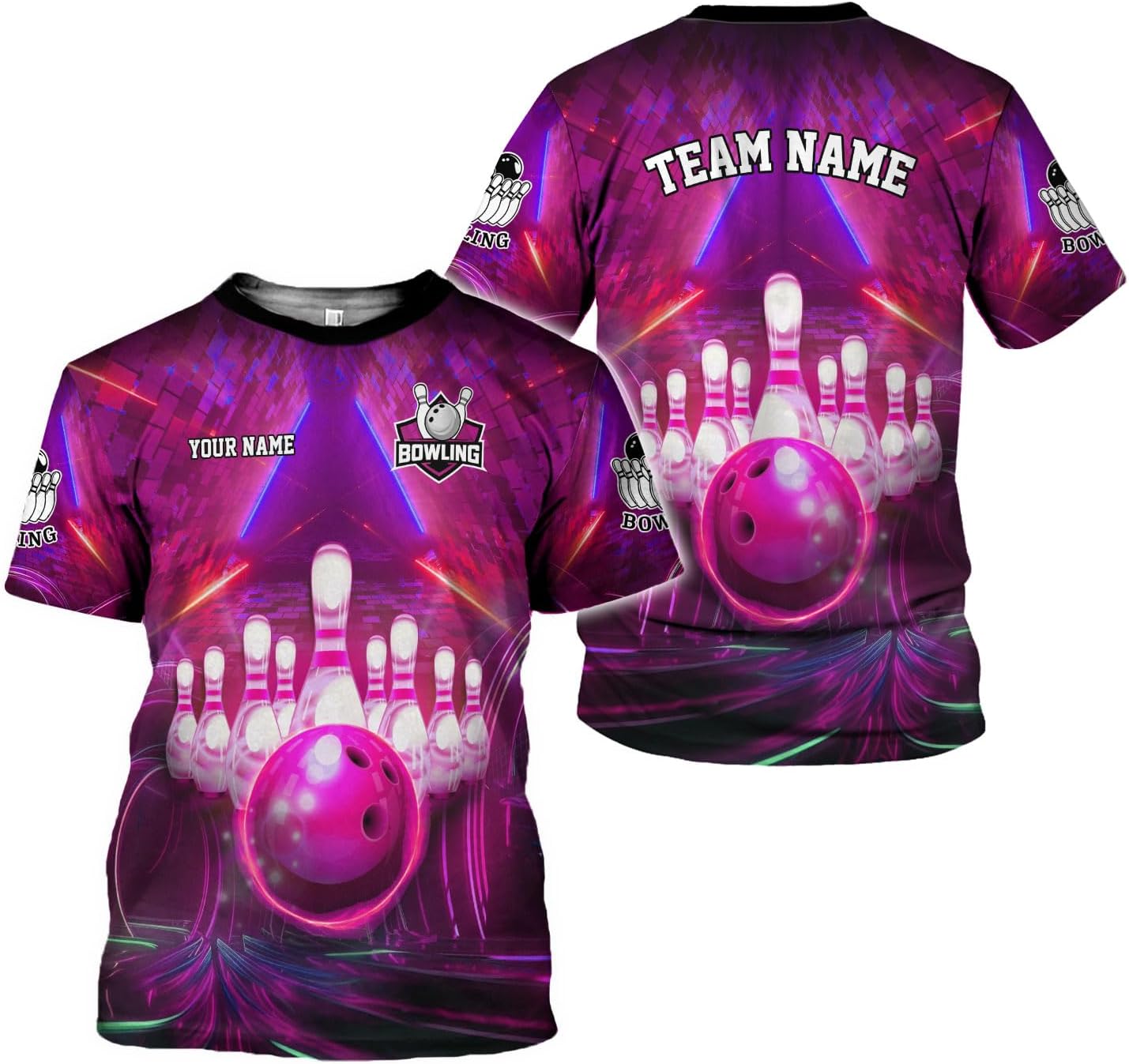 Rivelus Personalized Name Bowling Shirts for Men and Women 3D, Bowling Shirts for Team Bowling, Bowling Shirts Gift 4