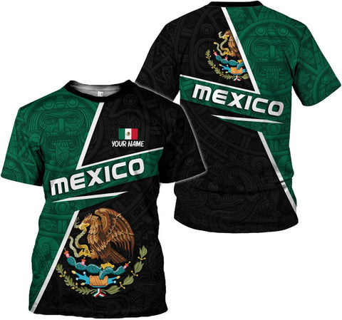 Mostprints Personalized Name Mexican Shirts 3D Customized Mexico Shirt US Flag, Mexican Shirts for women Unisex
