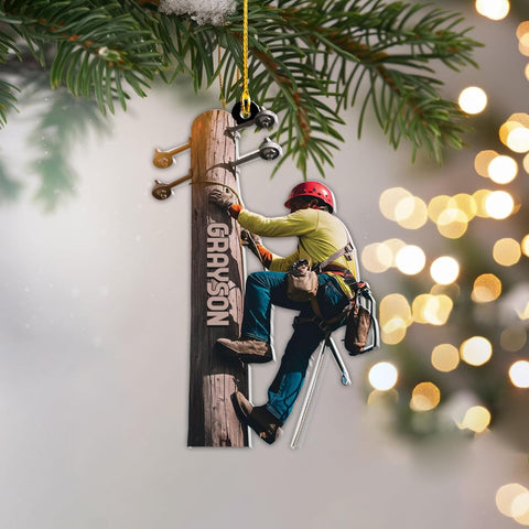 Personalized Lineman Ornaments Lineman Gifts Linemen Ornaments Linemen Gifts Custom Name Lineman Christmas Ornaments Custom Lineman Tool Set Flat Christmas Ornament, Lineman Lover Fan (LM4)