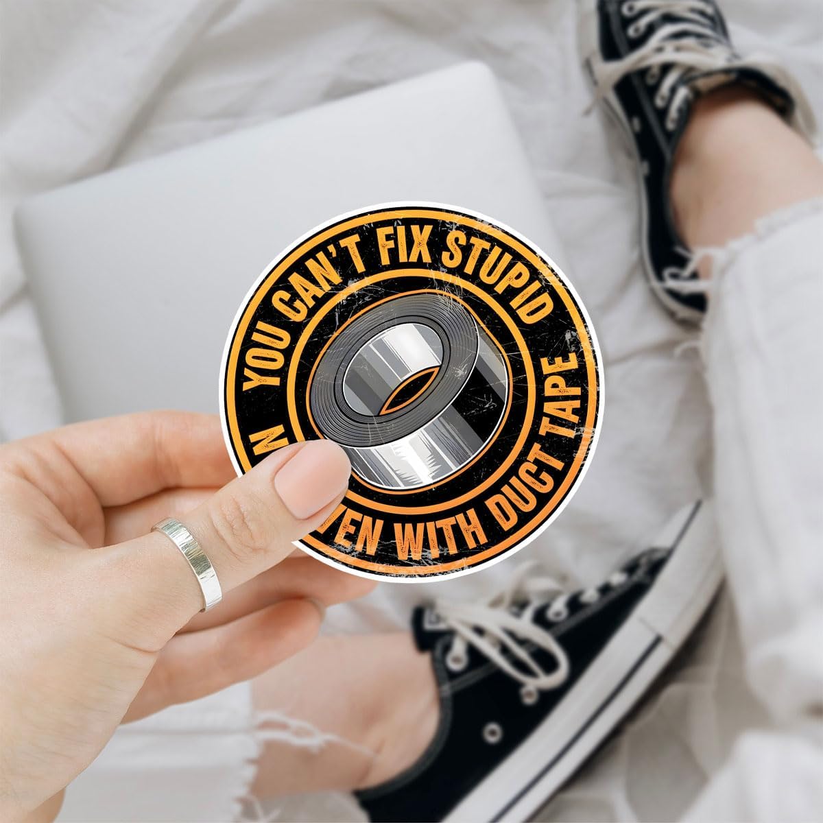 3 Pcs You Can't Fix Stupid Not Even with Duct Tape Sticker Funny Tool Box Mechanic Bumper Car You Cant Fix Stupid Not Even with Duct Tape Stickers Decals for Laptop Bottle Phone Helmet Gifts 3"x3"