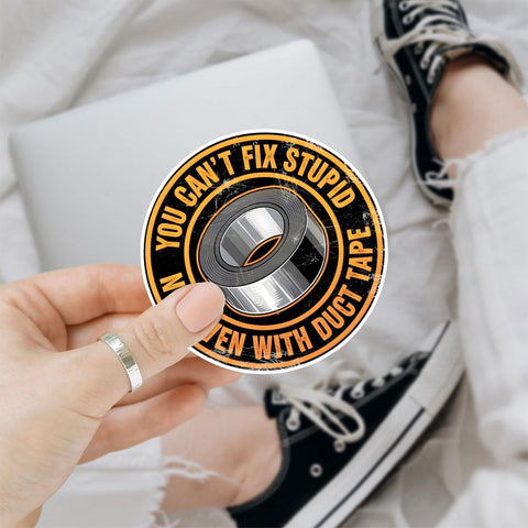 3 Pcs You Can't Fix Stupid Not Even with Duct Tape Sticker Funny Tool Box Mechanic Bumper Car You Cant Fix Stupid Not Even with Duct Tape Stickers Decals for Laptop Bottle Phone Helmet Gifts 3"x3"