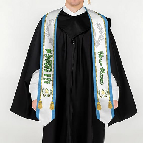Personalized NAME Guatemala Graduation Stole, Custom Guatemalan FLAG Sash 2025
