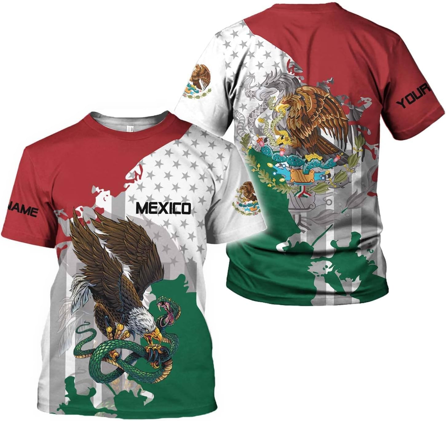 Mostprints Personalized Name Mexican Shirts for Men, Customized Mexico Shirts for Men, Mexico Shirts for women Mexico Flag