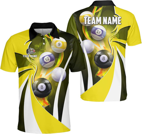 Ligthuy Personalized Billiard Polo 3D, 8 Ball Shirt, Billiards Shirts for Men, Billiard Gifts for Men and Women S-5XL