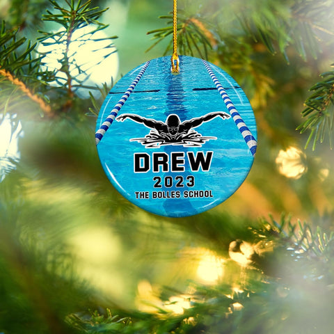 Suseaz Swimming Swimmer Ornament, Personalized Swimming Xmas Ornament Gifts for Men Women Swimmer, Custom Name Swimming Player Ornament, Swimmer Lover Ornament (Style 12)