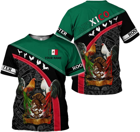 Mostefy Personalized Name Mexican Shirts for Men 3D, Rooster Mexico Shirts for Men, Mexico Shirt Eagle Flag Mexican Eagle New