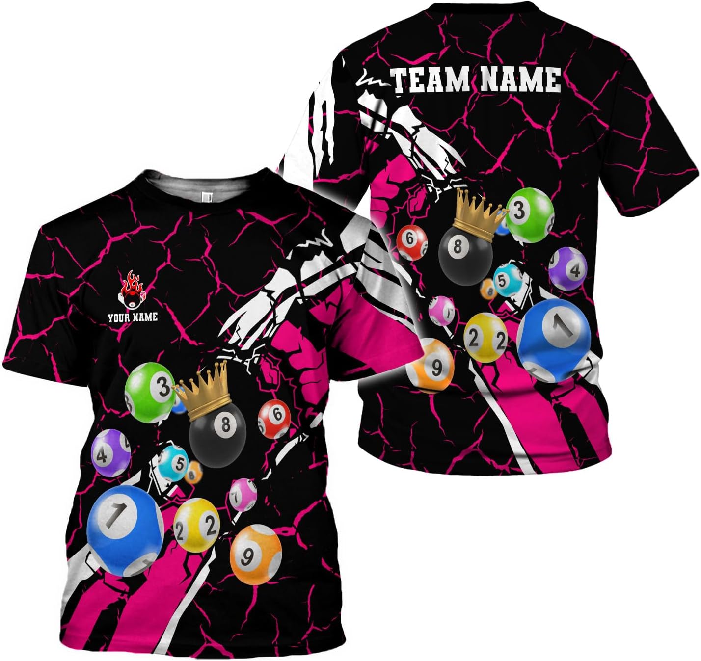 Ligthuy Personalized Name Billiard Shirts 3D, Billiards Shirt 8 Ball Billiard Shirt Custom Men's Pool Men Women1