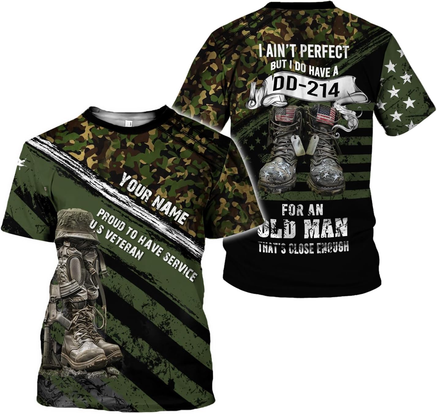 LigtHuy Personalized Name Veteran Shirt 3D, Us Army Shirt, Veteran Shirts, Veteran Shirts for Men, Veteran T Shirts for Men