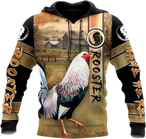 Personalized Rooster 3D gamefowl hoodies for men, mexican hoodie, rottweiler,fighting redbull batalla de los gallos Unisex T Shirt, Zip Up Sweatshirt Men Women HD639 Multicolor, 5X-Large