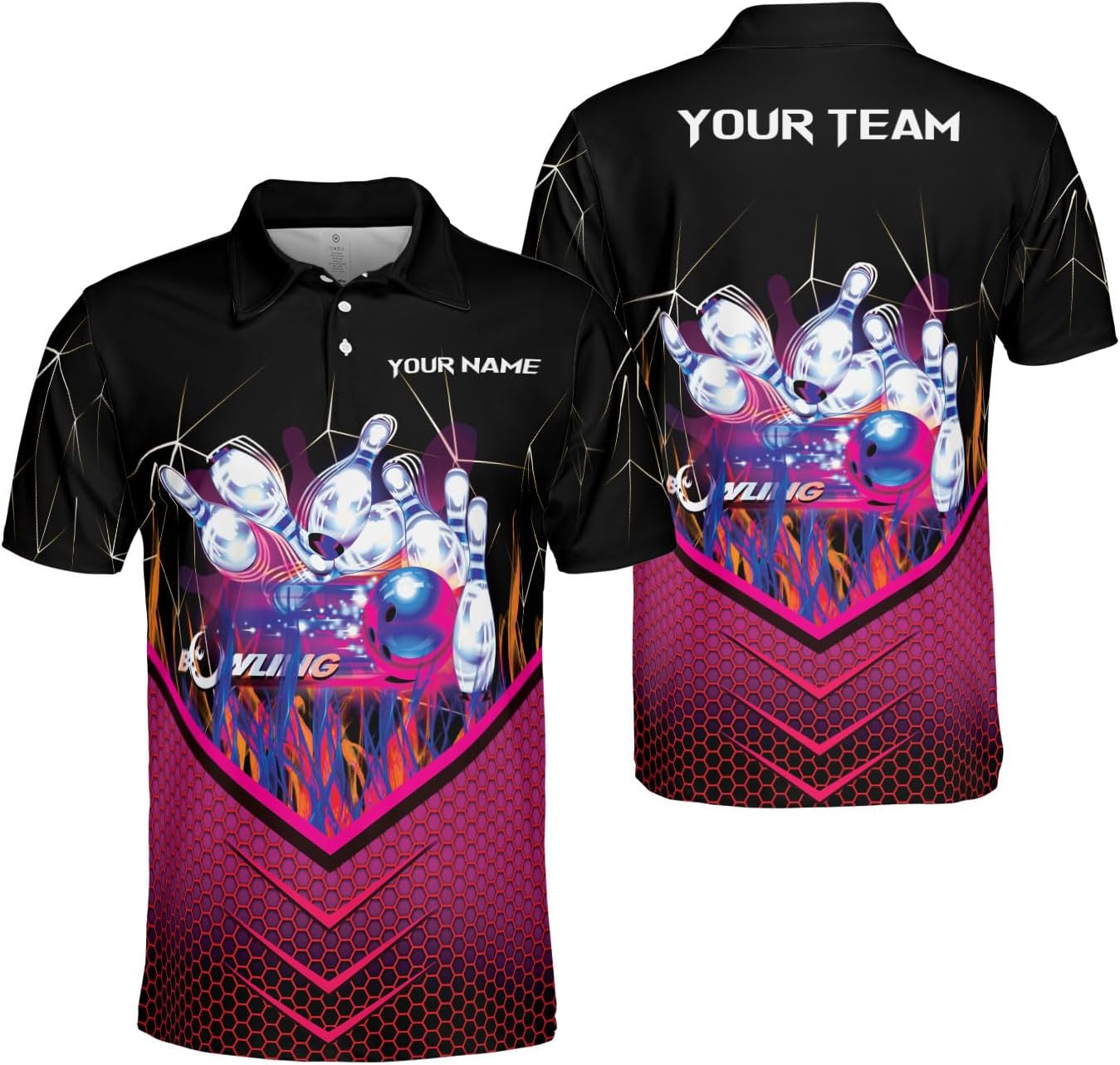 Ligthuy Personalized Name Bowling Polo Shirts 3D for Men and Women, Bowling Shirt, Bowling Shirts for Men Team Bowling Shirt