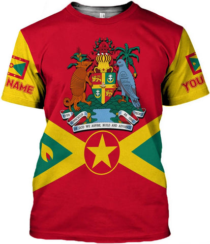 Personalized Name Grenada Shirts for Men, Grenada Shirts for Women, Proud Grenadan Shirts, Grenadian Flag Pride Shirt