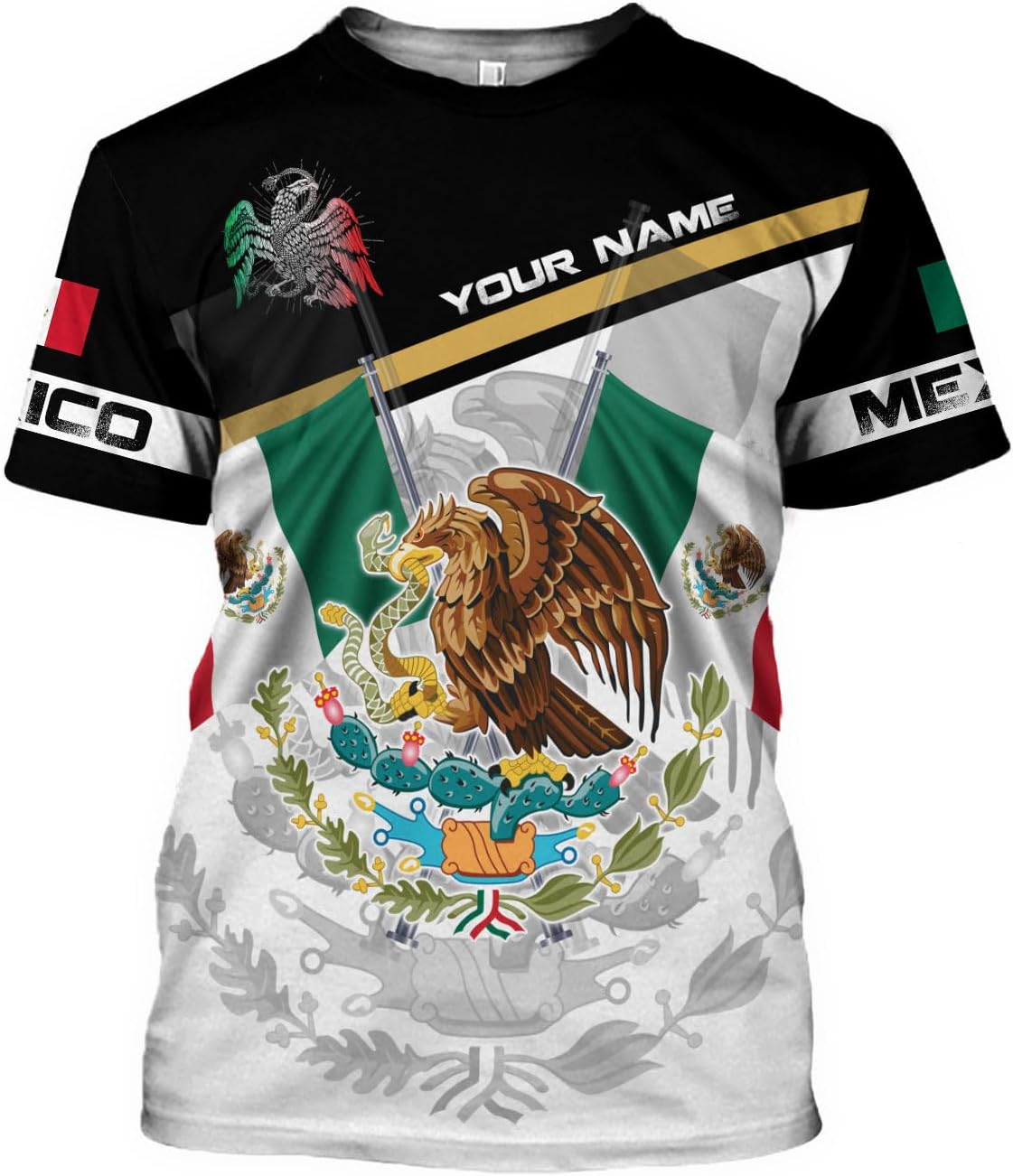 RoyalBro Personalized Mexico Shirts, Camisas De Mexico, Mexico Shirts for Men, Mexican Flag Jersey Shirt Mexico 3D Shirt
