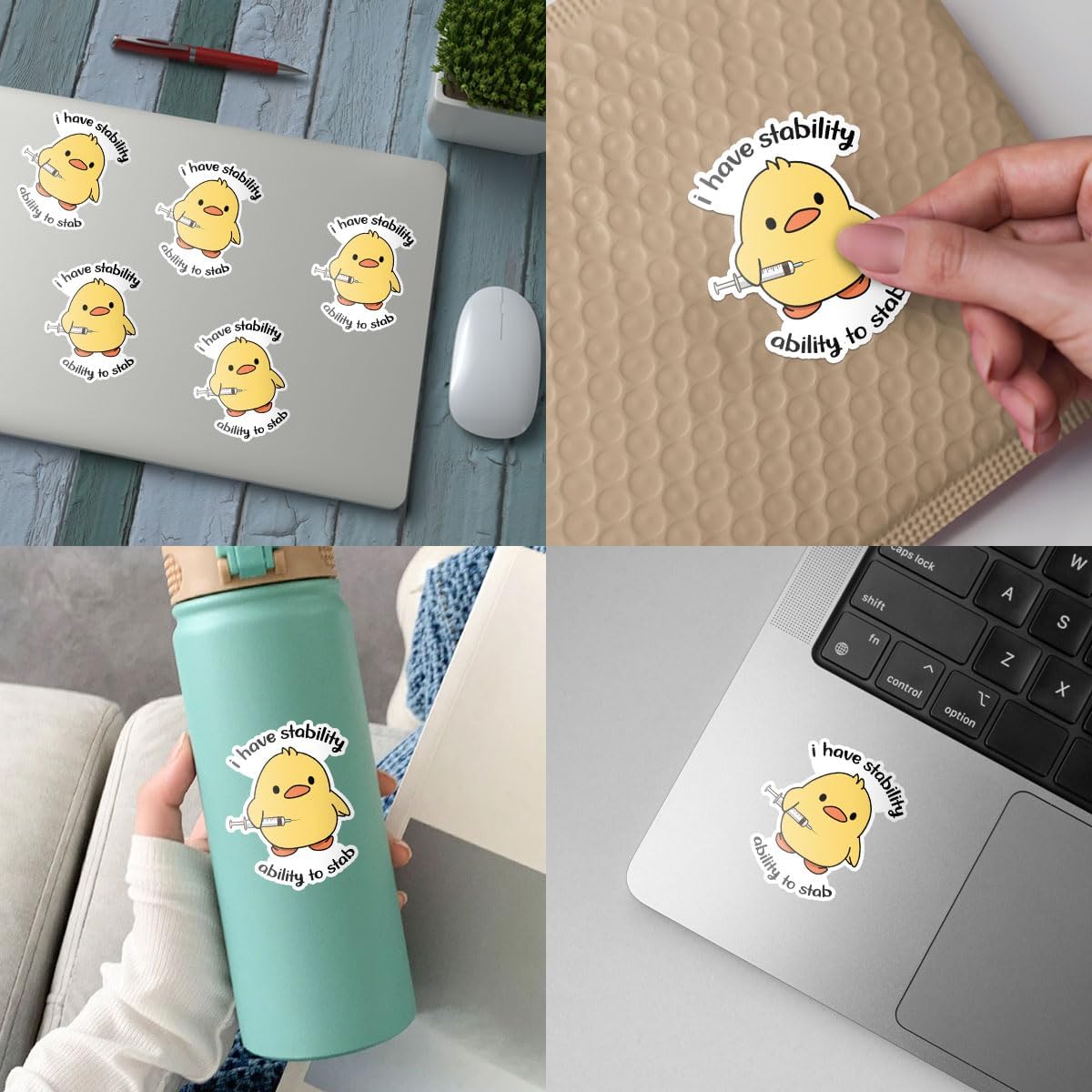 3Pcs I Have Stability Ability To Stab Funny Cute Duck Sticker, Duck Nurse Bumper Sticker, I Will Stab You Sticker, Funny Nurse Medical Healthcare Decal- Sticker For Laptop Water Bottle Phone Helmet 3"