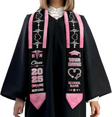 Pretyprints Custom Nurse Sash Graduation, RN Graduation Stole Gifts for Friends Nursing Student Senior Class Of 2025