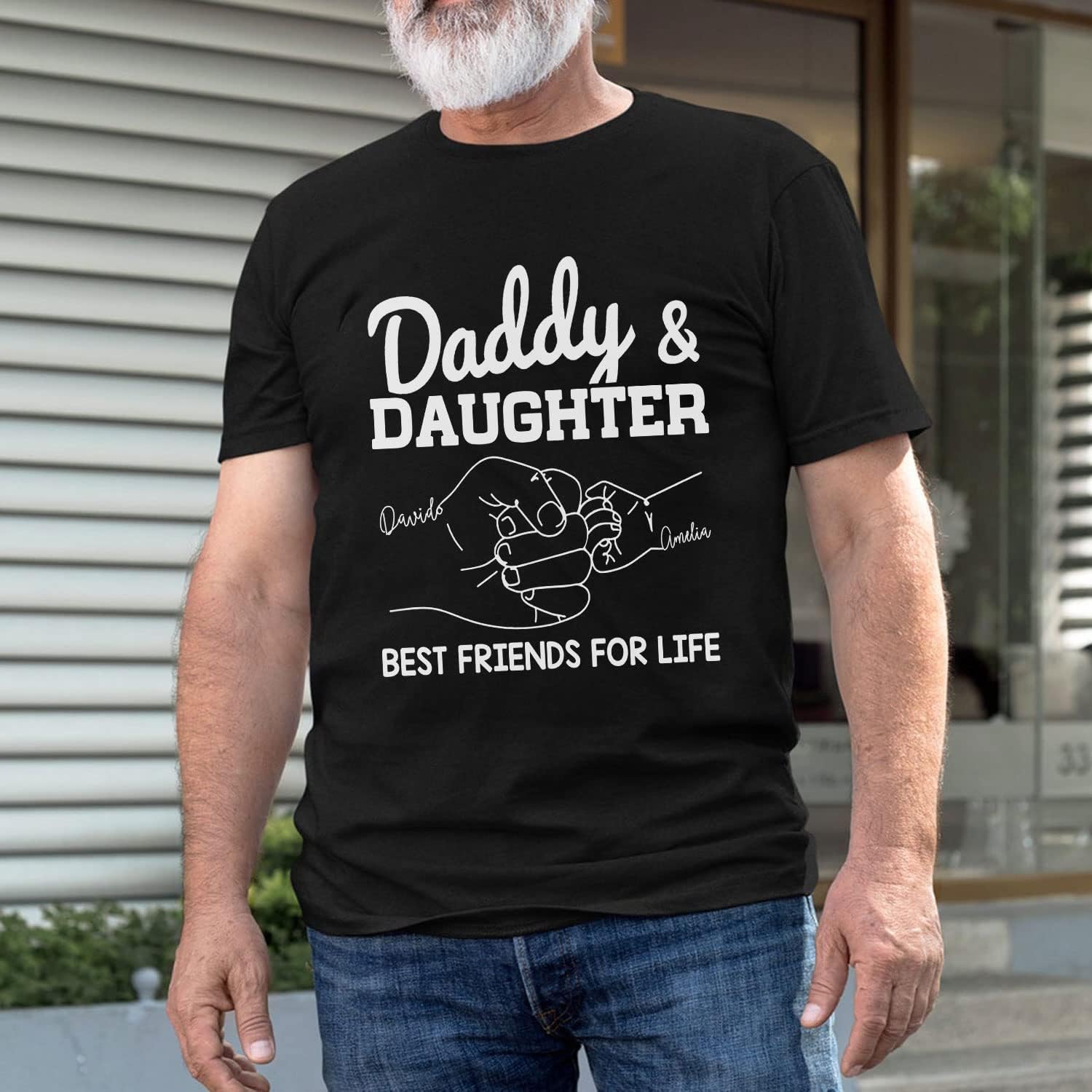 Personalized Dad Shirt Father's Day Matching Tee Set Gift for Dad and Child Daddy Tshirt Baby Onesie Shirt Gifts for Father (Dad & Daughter)