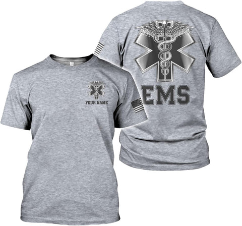 Mostprints Personalized EMT Shirt, EMS Shirt, Customized EMS Shirts,EMT Paramedic Uniform Emergency Medical Technician Shirts