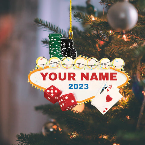 Personalized Poker Christmas Ornament 2024, Poker Player Ornament, Sport Keepsake Present, Playing Cards Deck Wood Game Ornaments, Poker Aces Cards Chips Gambling Ornament (Poker 1)