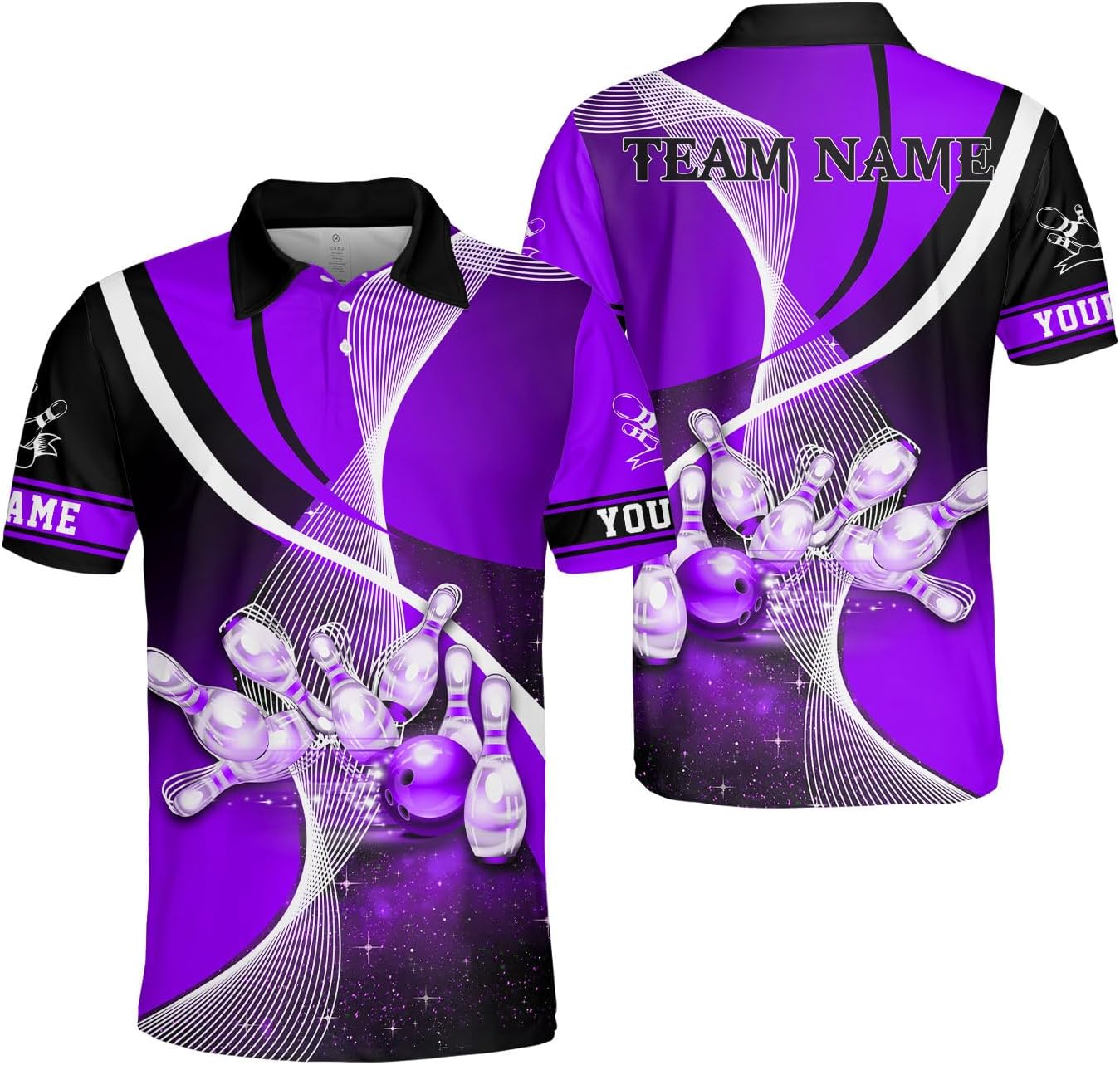 Ligthuy Personalized Name Bowling Polo Shirts 3D for Men and Women, Bowling Shirt, Bowling Shirts for Men Team Bowling Shirt