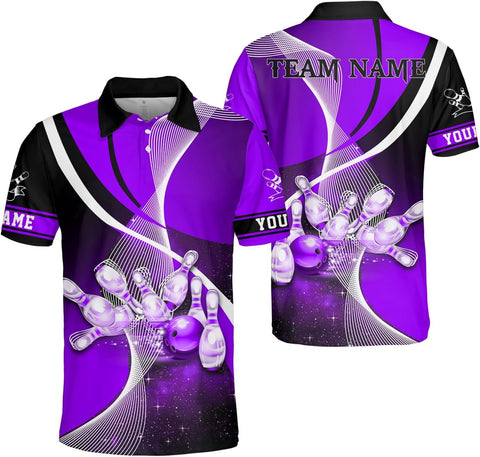 Ligthuy Personalized Name Bowling Polo Shirts 3D for Men and Women, Bowling Shirt, Bowling Shirts for Men Team Bowling Shirt