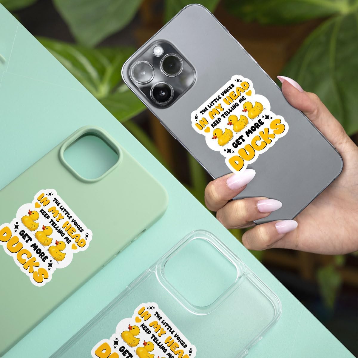 3 Pcs The Little Voice Get More Ducks Sticker, Rubber Duck Cute Duck Stickers, Silly Goose Sticker for Laptop Water Bottle Phone Car Window Helmet Vinyl Stickers 3 Inches